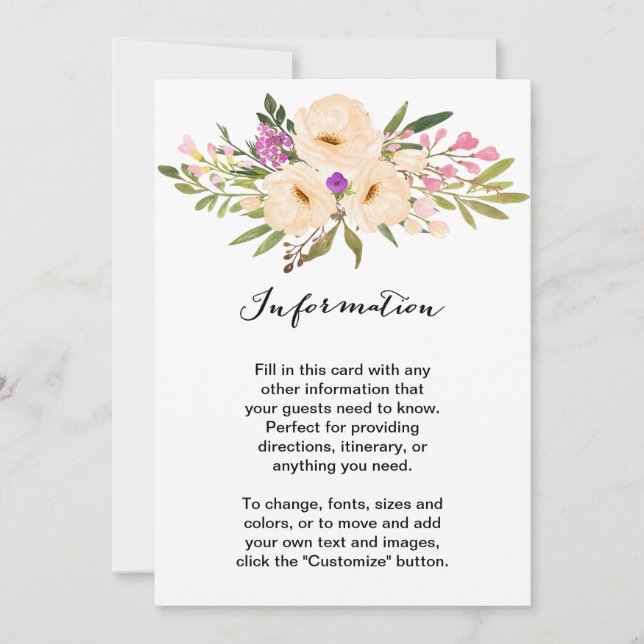 Invitación Ramo de Anémonas Marfil al Acuarela (Anverso)