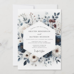 Invitación Ramo de boda artístico Índigo