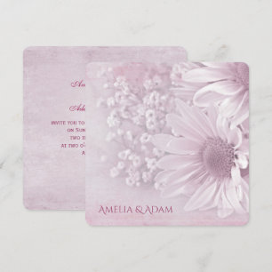 Invitación ramo de boda de margarita rosa