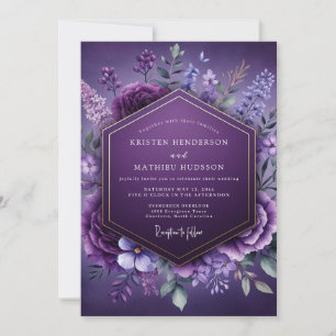 Invitación Ramo de boda poético púrpura