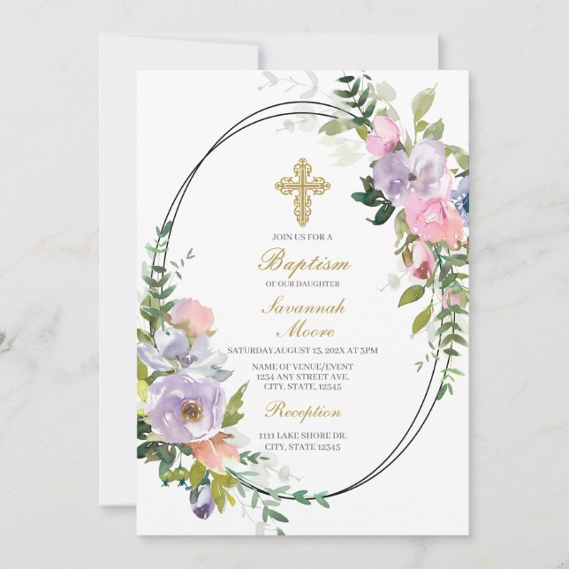 Invitación ramo de colores Bautismo (Anverso)