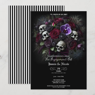 Invitación Ramo de cráneo floral gótico compromiso de Hallowe