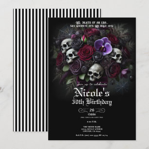Invitación Ramo de cráneo floral gótico cumpleaños de Hallowe