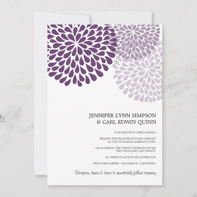 Invitación Ramo de crisantemos (púrpura) (Anverso)