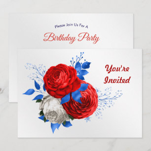 Invitación Ramo de cumpleaños de rosa roja patriótica