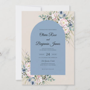 Invitación Ramo De Flor De Maíz Melocotón Boda Eucalipto