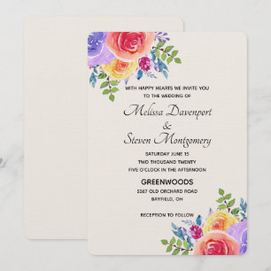 Invitación Ramo de flores acuarela para boda moderna