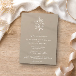 Invitación Ramo de flores beige marrón Boho Mínimo Botánicos