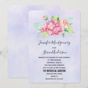 Invitación Ramo de flores de acuarela rosa elegante boda