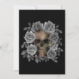 INVITACIÓN RAMO DE FLORES DE CALAVERA NEGRO Y BLANCO