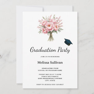 Invitación Ramo de flores de peonía rosa bonita graduación