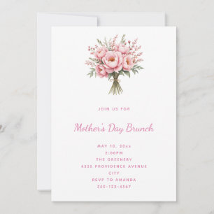 Invitación Ramo de flores de peonía rosa bonita para el Día d