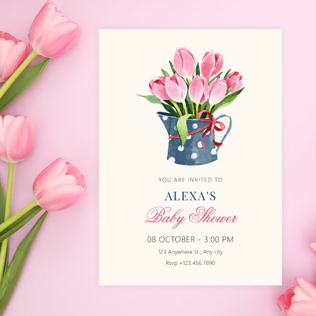 Invitación Ramo de flores de tulipanes baby shower (Subido por el creador)