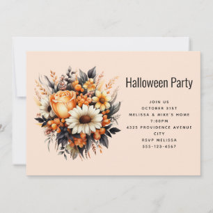 Invitación Ramo de flores naranjas amarillas grises para fies