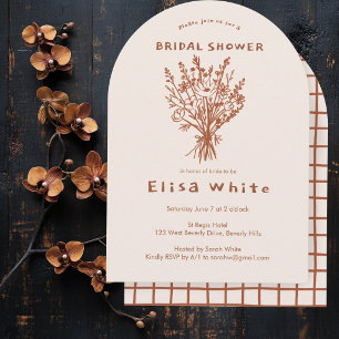 Invitación Ramo de flores silvestres Arco rústico Ducha capri