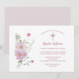 Invitación Ramo de flores silvestres sencillas Bautizo