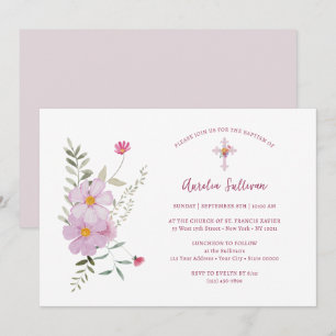 Invitación Ramo de flores silvestres sencillas Bautizo
