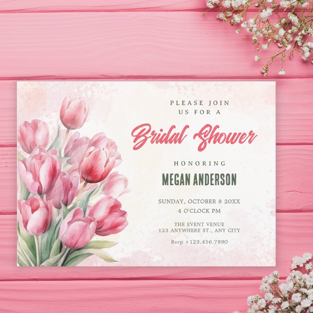 Invitación Ramo de flores tulipanes para ducha de novia (Subido por el creador)