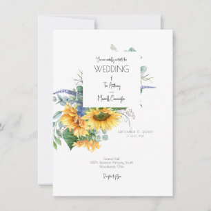 Invitación Ramo de girasoles de acuarela moderna boda