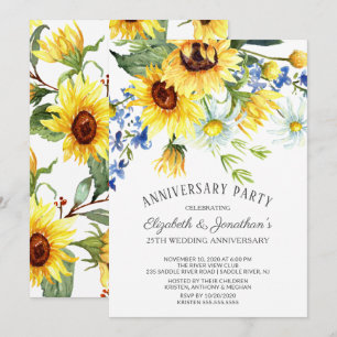 Invitación Ramo de girasoles Fiesta de aniversario 25 años
