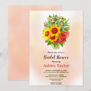 Invitación Ramo de girasoles rubor rosa floral Despedida de s