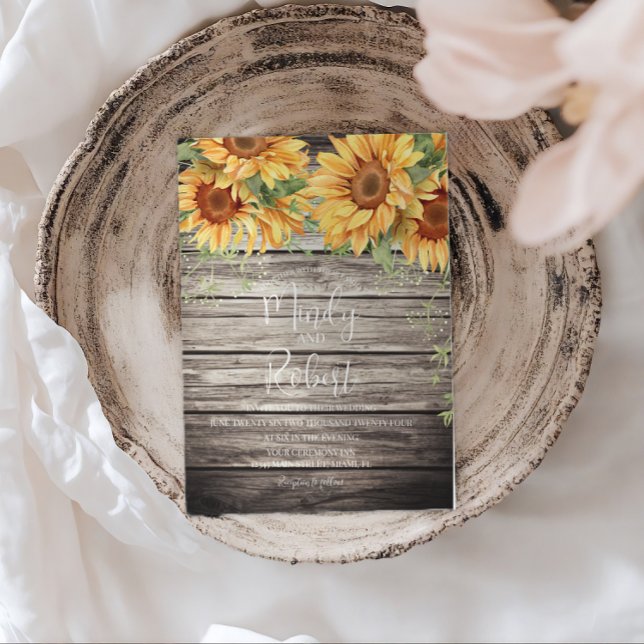 Invitación Ramo de Girasoles Rústicos Acuarela Boda (Subido por el creador)