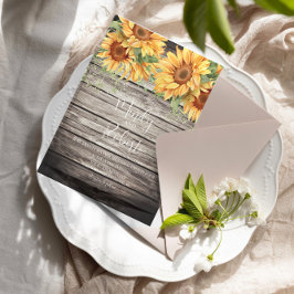 Invitación Ramo de Girasoles Rústicos Acuarela Boda  