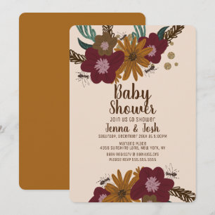 Invitación Ramo de girasoles Vintage Bee para baby shower flo