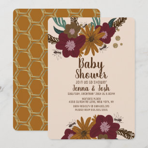 Invitación Ramo de girasoles Vintage Bee para baby shower flo