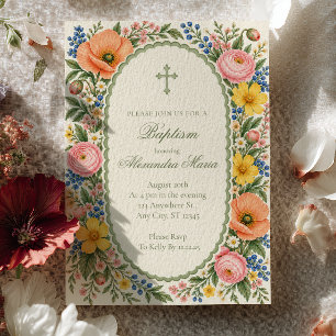 Invitación Ramo de jardín Bautizo