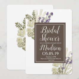 Invitación Ramo de lavanda acuarela Botánica Desayuno de novi