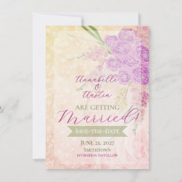 Invitación Ramo de lazo rosa Sunset Rose transparente
