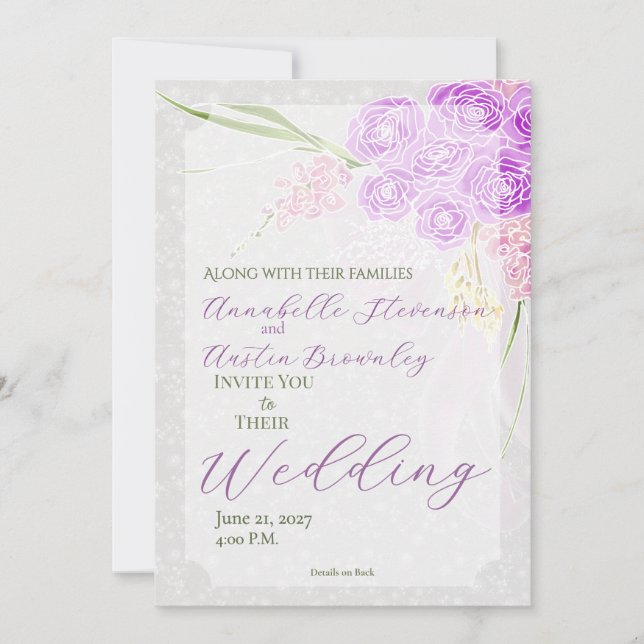 Invitación Ramo de lazo rosa transparente Coquette (Anverso)