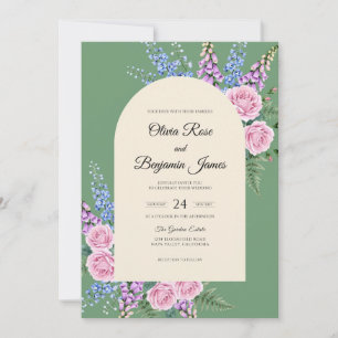 Invitación Ramo de Lila Sonrojada Boda Eucalipto
