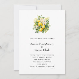 Invitación Ramo de limón con boda de flores blancas