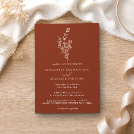 Invitación Ramo de marfil de terracota Botánico boho minimali