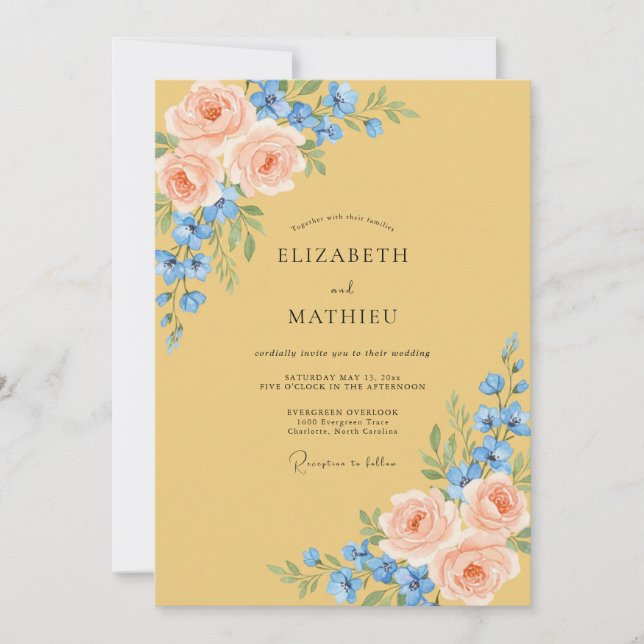 Invitación Ramo de miel Azure Eucalipto Boda (Anverso)