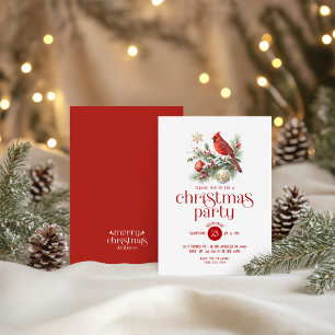 Invitación Ramo de Navidad de Cardenales Rojos Tipografía Ret