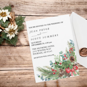 Invitación Ramo de Navidad de Invierno Acuarela Nupcial