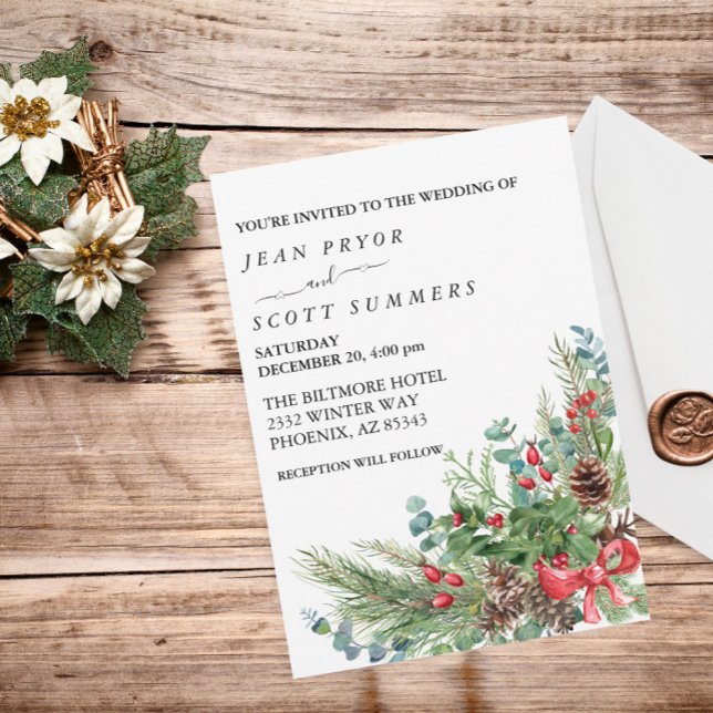 Invitación Ramo de Navidad de Invierno Acuarela Nupcial (Subido por el creador)
