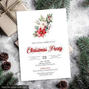 Invitación Ramo de Navidad minimalista rojo y blanco Invitaci