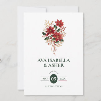 Invitación Ramo de Nochebuena de Navidad Boda QR TLW26