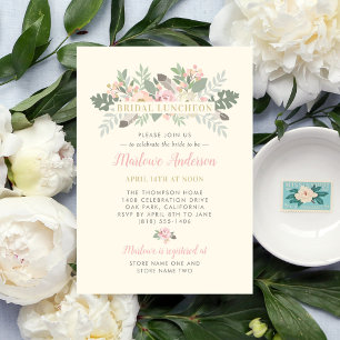 Invitación Ramo de novia de boda de luncheon rosa marfil