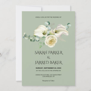 Invitación Ramo de novia de calas y lirios blancos acuarela