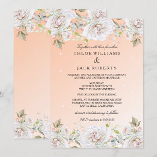 Invitación Ramo de novia de rosa coral blanca y rosa