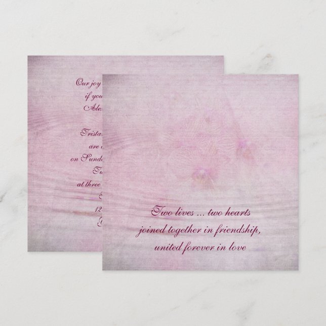 Invitación ramo de orquídeas de boda rosa (Anverso / Reverso)