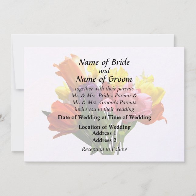 Invitación Ramo de primavera con tulipanes y narcisos (Anverso)