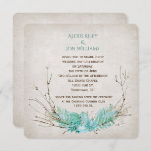 Invitación ramo de ramo boda sobre textura