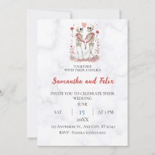 Invitación Ramo de Rosa Esqueleto Boda de Mármol