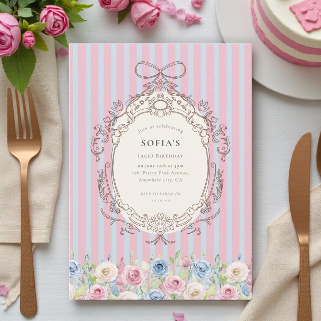 Invitación Ramo de rosa pastel coqueta Cumpleaños  (Subido por el creador)